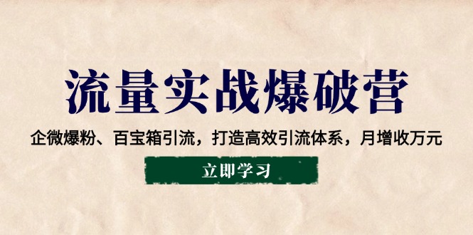 流量实战爆破营：企微爆粉、百宝箱引流，打造高效引流体系，月增收万元_就是爱分享