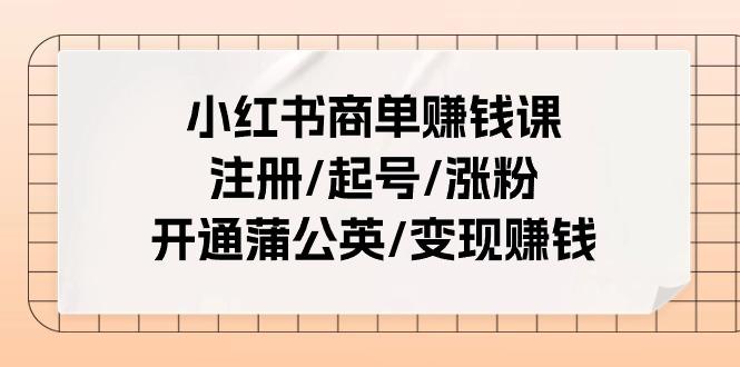 小红书商单赚钱课：注册/起号/涨粉/开通蒲公英/变现赚钱(25节课)_就是爱分享