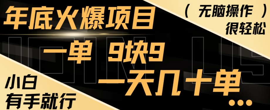 年底火爆项目，一单9.9，一天几十单，只需一部手机，傻瓜式操作，小白有手就行_就是爱分享