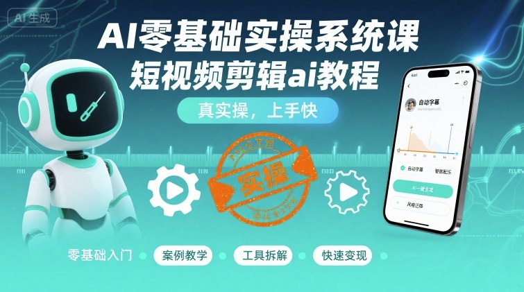 AI零基础实操系统课，短视频剪辑ai教程，真实操，上手快_就是爱分享