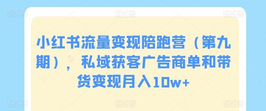小红书流量变现陪跑营（第九期），私域获客广告商单和带货变现月入10w+_就是爱分享