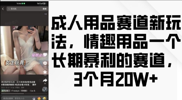 成人用品赛道新玩法，情趣用品一个长期暴利的赛道，3个月收益20个【揭秘】_就是爱分享