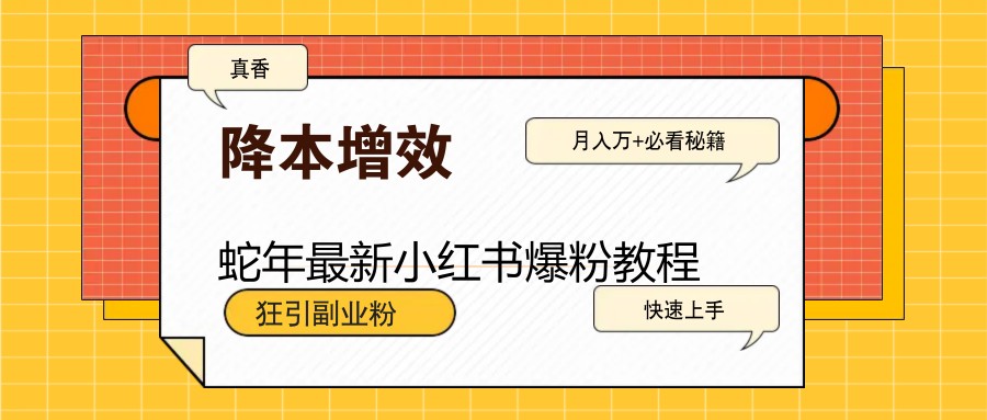 蛇年最新小红书爆粉教程，狂引副业粉，月入万+必看_就是爱分享