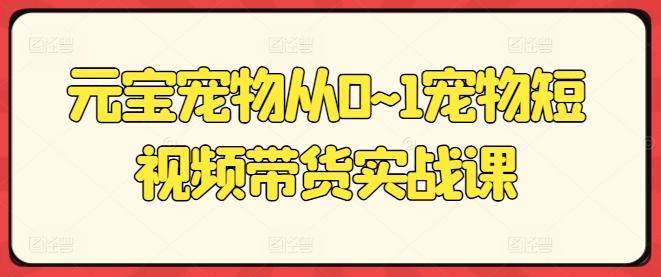 元宝宠物从0~1宠物短视频带货实战课_就是爱分享