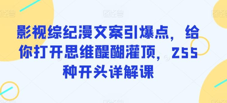影视综纪漫文案引爆点，给你打开思维醍醐灌顶，255种开头详解课_就是爱分享