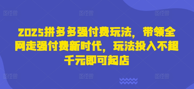 2025拼多多强付费玩法，带领全网走强付费新时代，玩法投入不超千元即可起店_就是爱分享
