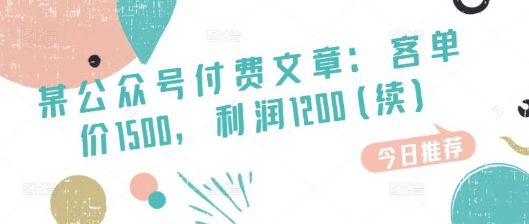 某公众号付费文章：客单价1500，利润1200(续)，市场几乎可以说是空白的_就是爱分享