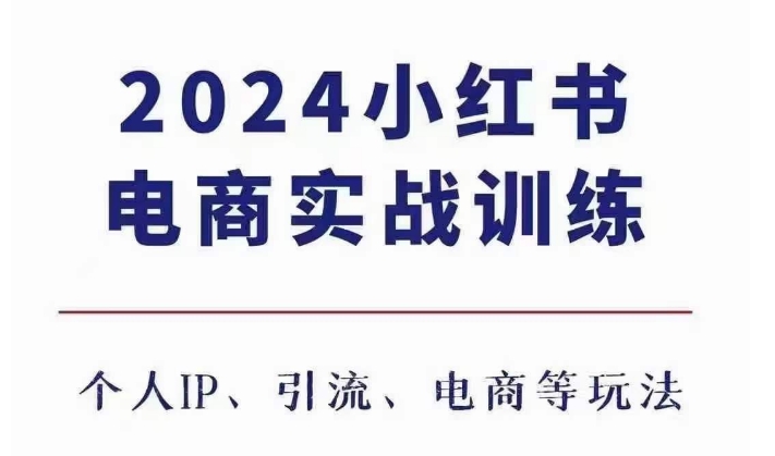 2024小红书电商3.0实战训练，包含个人IP、引流、电商等玩法_就是爱分享