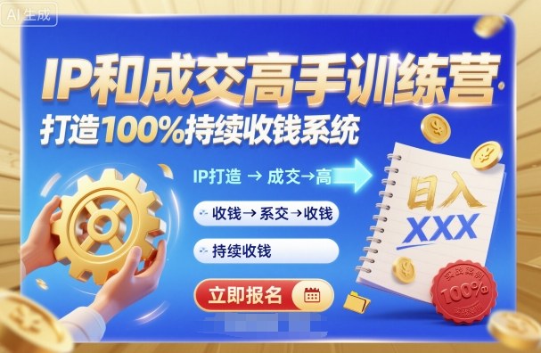 带你成为IP和成交高手的训练营，打造100%持续收钱系统_就是爱分享