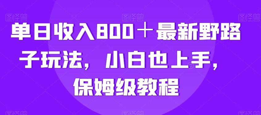 单日收入800＋最新野路子玩法，小白也上手，保姆级教程_就是爱分享