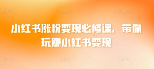 小红书涨粉变现必修课，带你玩赚小红书变现_就是爱分享