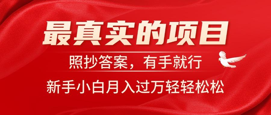 最真实的项目，照抄答案，有手就行，新手小白月入过万轻轻松松_就是爱分享