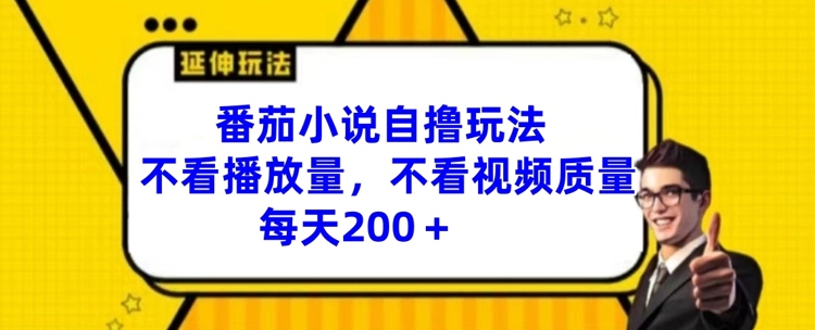 番茄小说自撸玩法，不看播放量，不看视频质量，每天200+【揭秘】_就是爱分享