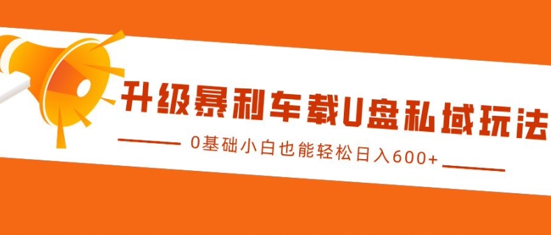 升级暴利车载U盘私域玩法，0基础小白也能轻松日入多张【揭秘】_就是爱分享