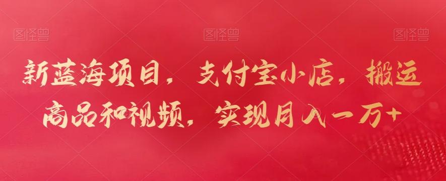 新蓝海项目，支付宝小店，搬运商品和视频，实现月入一万+【揭秘】_就是爱分享