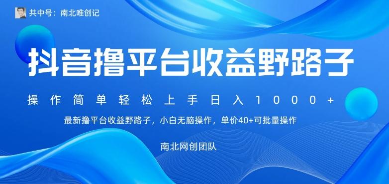 最新撸抖音平台收益野路子，操作简单，单价高，小白可无脑操作可日入1000+_就是爱分享