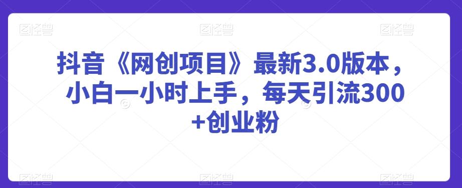 抖音《网创项目》最新3.0版本，小白一小时上手，每天引流300+创业粉【揭秘】_就是爱分享