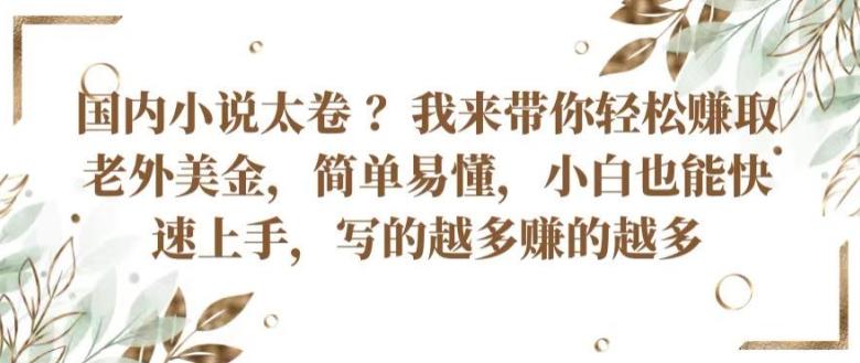国内小说太卷 ?带你轻松赚取老外美金，简单易懂，小白也能快速上手，写的越多赚的越多【揭秘】_就是爱分享