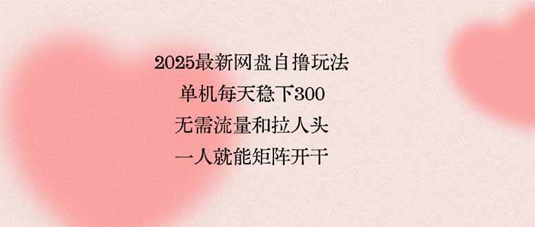 （15831期）2025最新网盘自撸玩法，单机每天稳下3张，无需流量和拉人头，一个人就…_就是爱分享