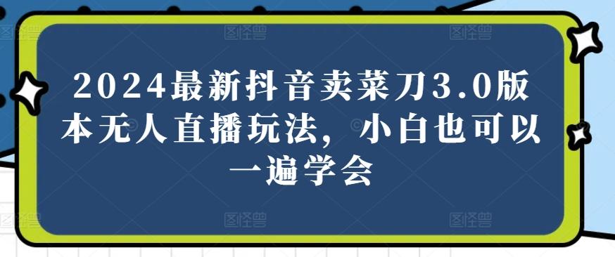 2024最新抖音卖菜刀3.0版本无人直播玩法，小白也可以一遍学会【揭秘】_就是爱分享