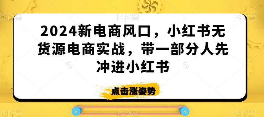 2024新电商风口，小红书无货源电商实战，带一部分人先冲进小红书_就是爱分享
