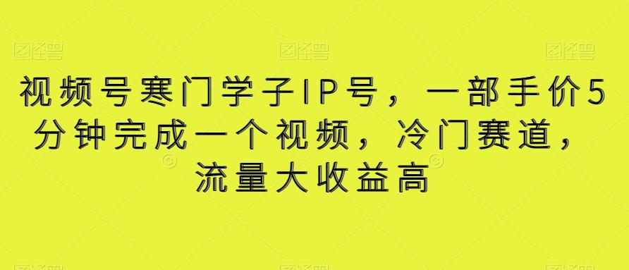视频号寒门学子IP号，一部手价5分钟完成一个视频，冷门赛道，流量大收益高【揭秘】_就是爱分享