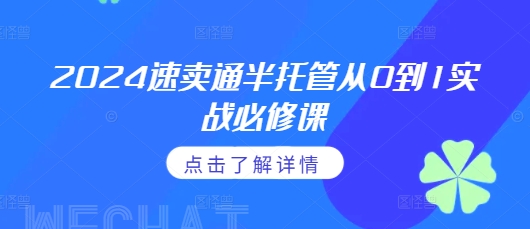 2024速卖通半托管从0到1实战必修课，掌握通投广告打法、熟悉速卖通半托管的政策细节_就是爱分享
