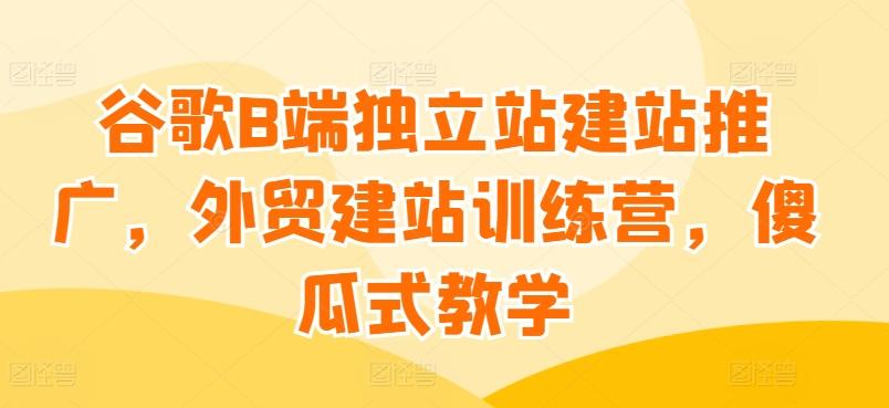 谷歌B端独立站建站推广，外贸建站训练营，傻瓜式教学_就是爱分享