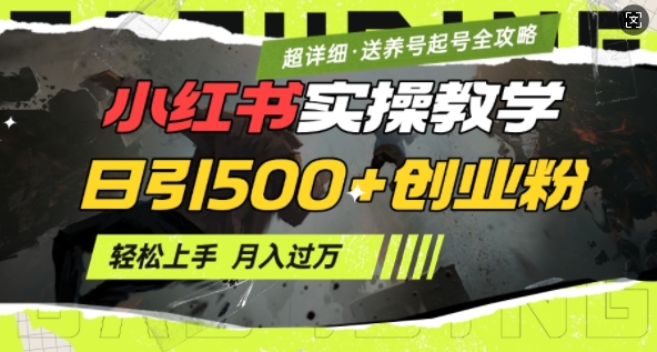 2月小红书最新日引500+创业粉实操教学【超详细】小白轻松上手，月入1W+，附小红书养号起号SOP_就是爱分享