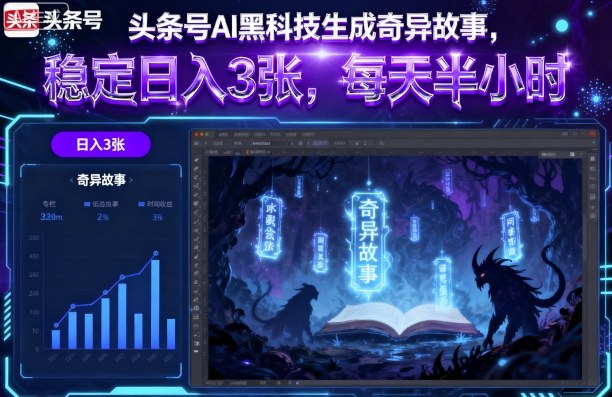 头条号AI黑科技生成奇异故事，稳定日入3张，每天半小时_就是爱分享