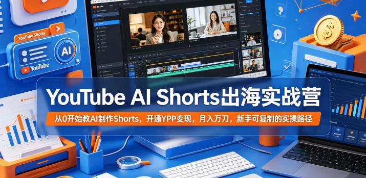 YouTube AI Shorts出海实战营，从0开始教AI制作Shorts，开通YPP变现，月入万刀，新手可复制的实操路径_一起云网创