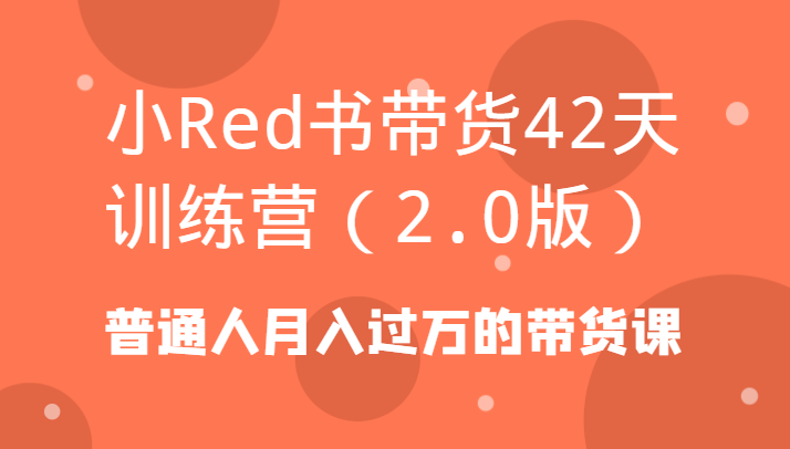 小Red书带货42天训练营(2.0版)普通人月入过万的带货课_就是爱分享