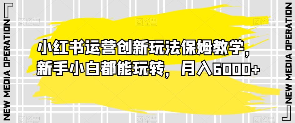 小红书运营创新玩法保姆教学，新手小白都能玩转，月入6000+【揭秘】_就是爱分享